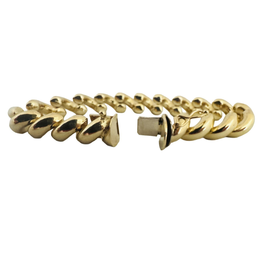 14k Yellow Gold 24.8g Ladies Polished 9.5mm San Marco Link Bracelet Italy 7.25"