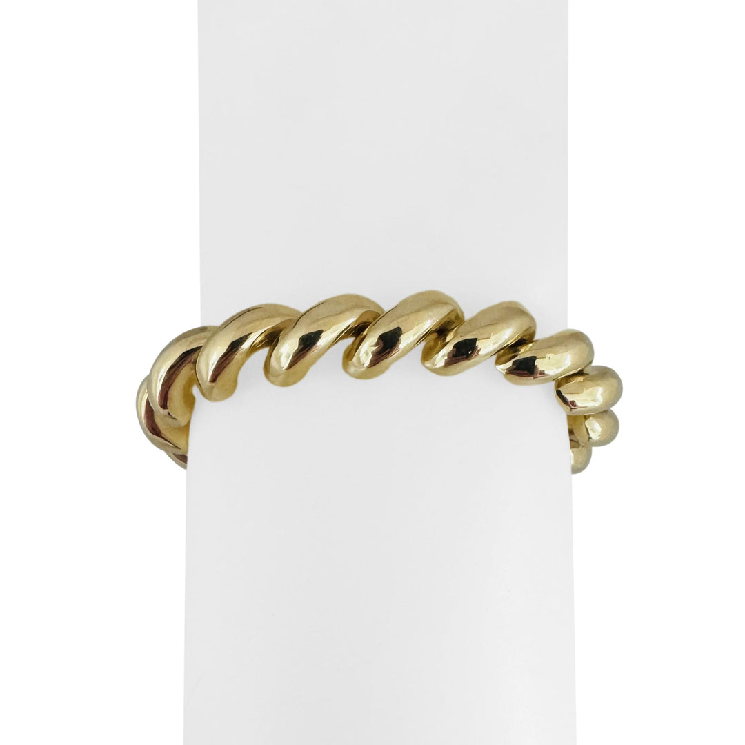 14k Yellow Gold 24.8g Ladies Polished 9.5mm San Marco Link Bracelet Italy 7.25"