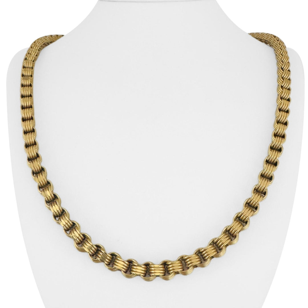 10k Yellow Gold 24.4g Diamond Cut 7mm Four Circle Link Necklace 24"