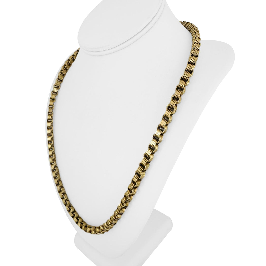 10k Yellow Gold 24.4g Diamond Cut 7mm Four Circle Link Necklace 24"