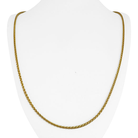 14k Yellow Gold 15g Solid 2.5mm Wheat Link Chain Necklace Italy 25