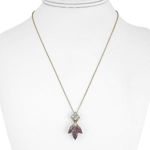 14k Yellow Gold Purple Sapphire and Diamond Ladies Pendant Necklace 18"