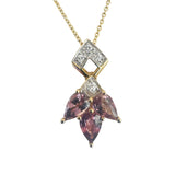 14k Yellow Gold Purple Sapphire and Diamond Ladies Pendant Necklace 18"