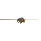 14k Yellow Gold Purple Sapphire and Diamond Ladies Pendant Necklace 18"