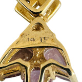 14k Yellow Gold Purple Sapphire and Diamond Ladies Pendant Necklace 18"