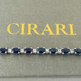 Cirari Sterling Silver Blue Sapphire and Diamond Ladies Tennis Bracelet 7.25"