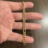 18k Yellow Gold 10.8g Hollow Thick 6mm Figaro Link Bracelet Italy 7.75"