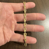 18k Yellow Gold 10.5g Ladies Polished 7.5mm Fancy V Link Bracelet 7.25"
