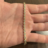 14k Yellow Gold 16g Solid Ladies 1.75cttw Diamond Vintage X Link Bracelet 7"