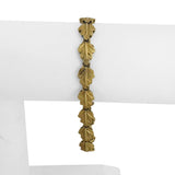 18k Yellow Gold 17g Solid Vintage Oak Leaf Panel Link Bracelet Italy 7.25"