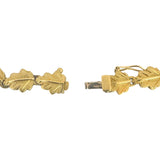 18k Yellow Gold 17g Solid Vintage Oak Leaf Panel Link Bracelet Italy 7.25"