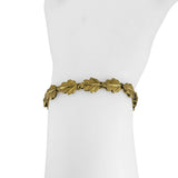 18k Yellow Gold 17g Solid Vintage Oak Leaf Panel Link Bracelet Italy 7.25"