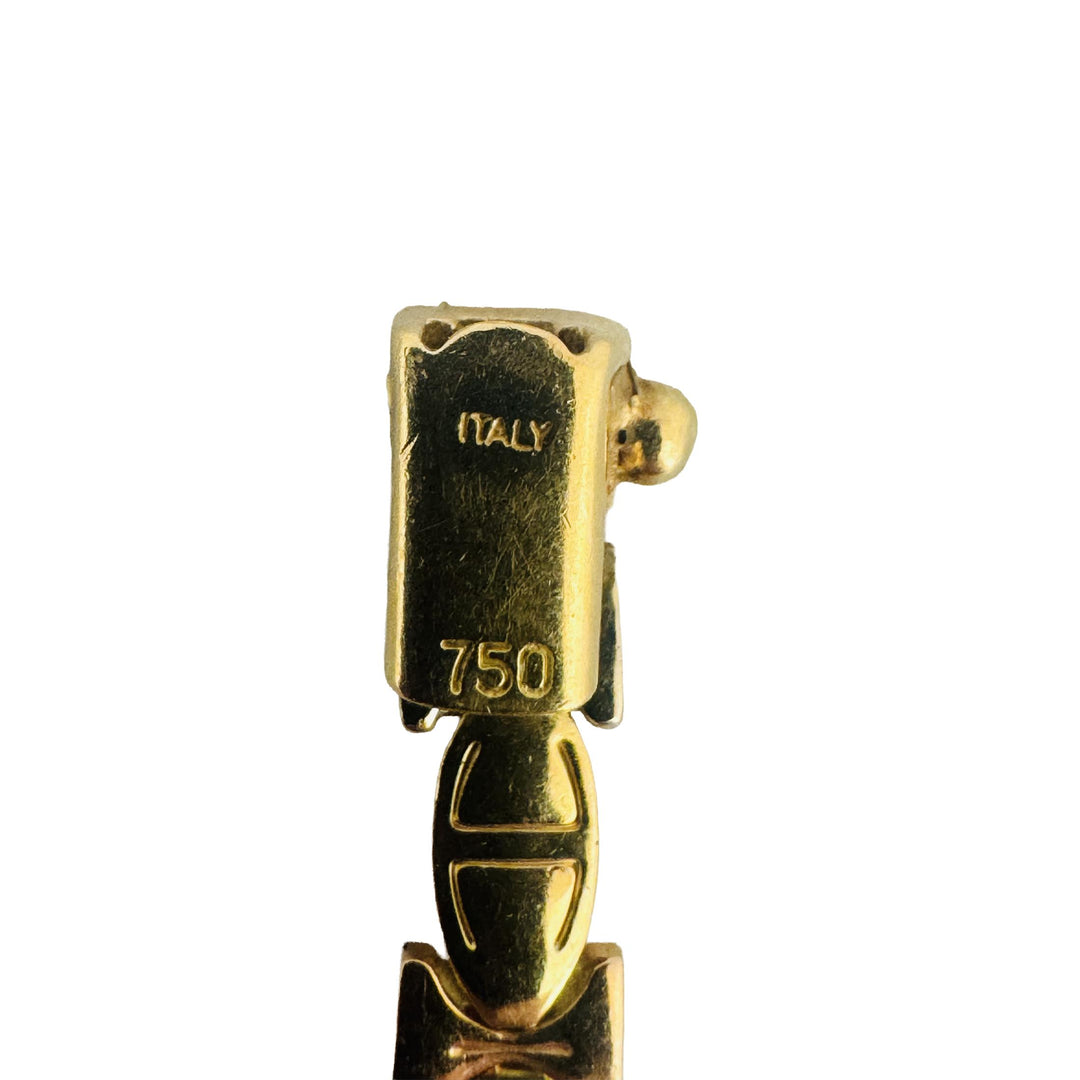 18k Yellow White and Rose Gold 11.6g Ladies Fancy Link Bracelet Italy 7.25"