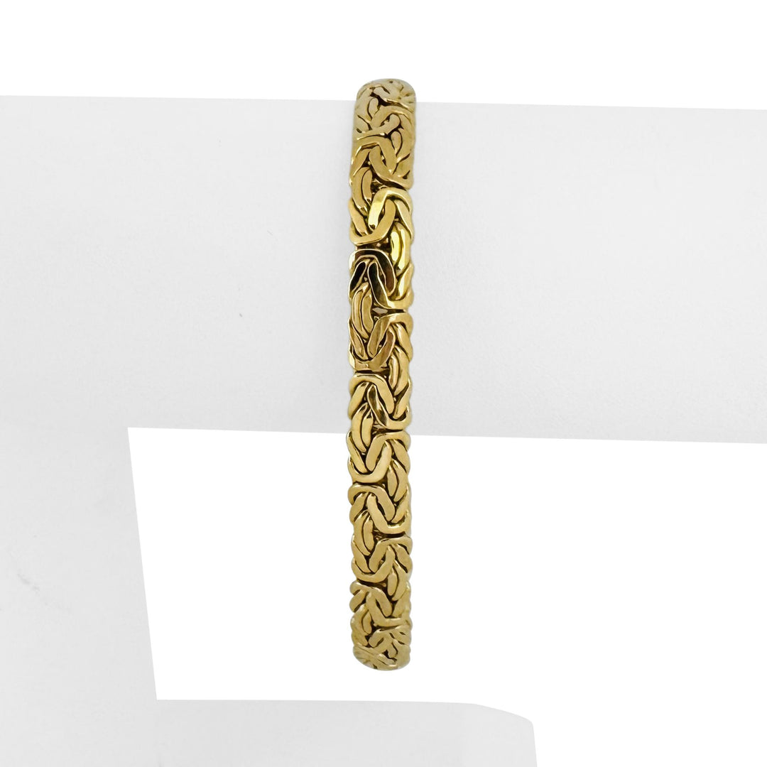 14k Yellow Gold 14.7g Thick Byzantine Link Cabochon Onyx Bracelet  7.75"