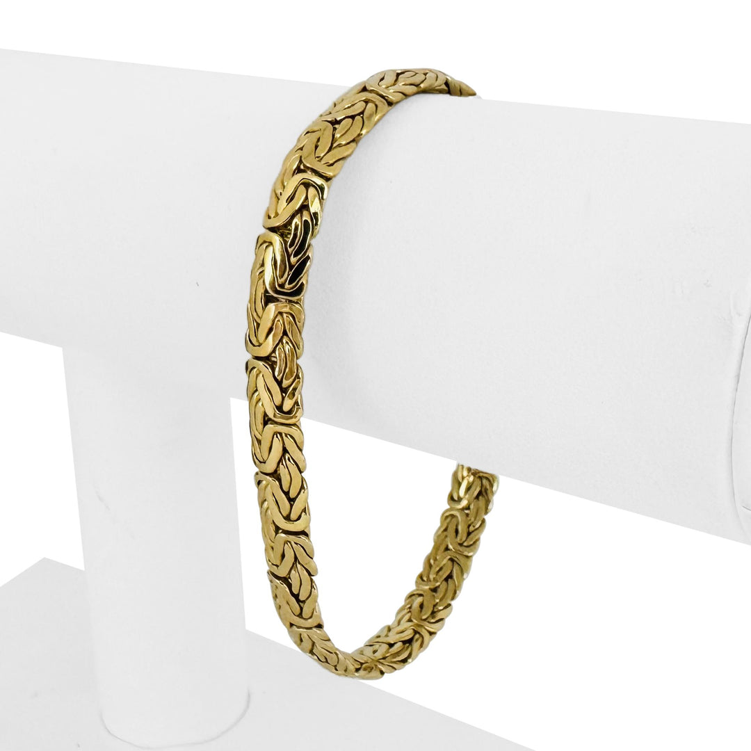 14k Yellow Gold 14.7g Thick Byzantine Link Cabochon Onyx Bracelet  7.75"