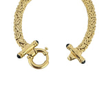 14k Yellow Gold 14.7g Thick Byzantine Link Cabochon Onyx Bracelet  7.75"