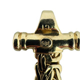 14k Yellow Gold 14.7g Thick Byzantine Link Cabochon Onyx Bracelet  7.75"