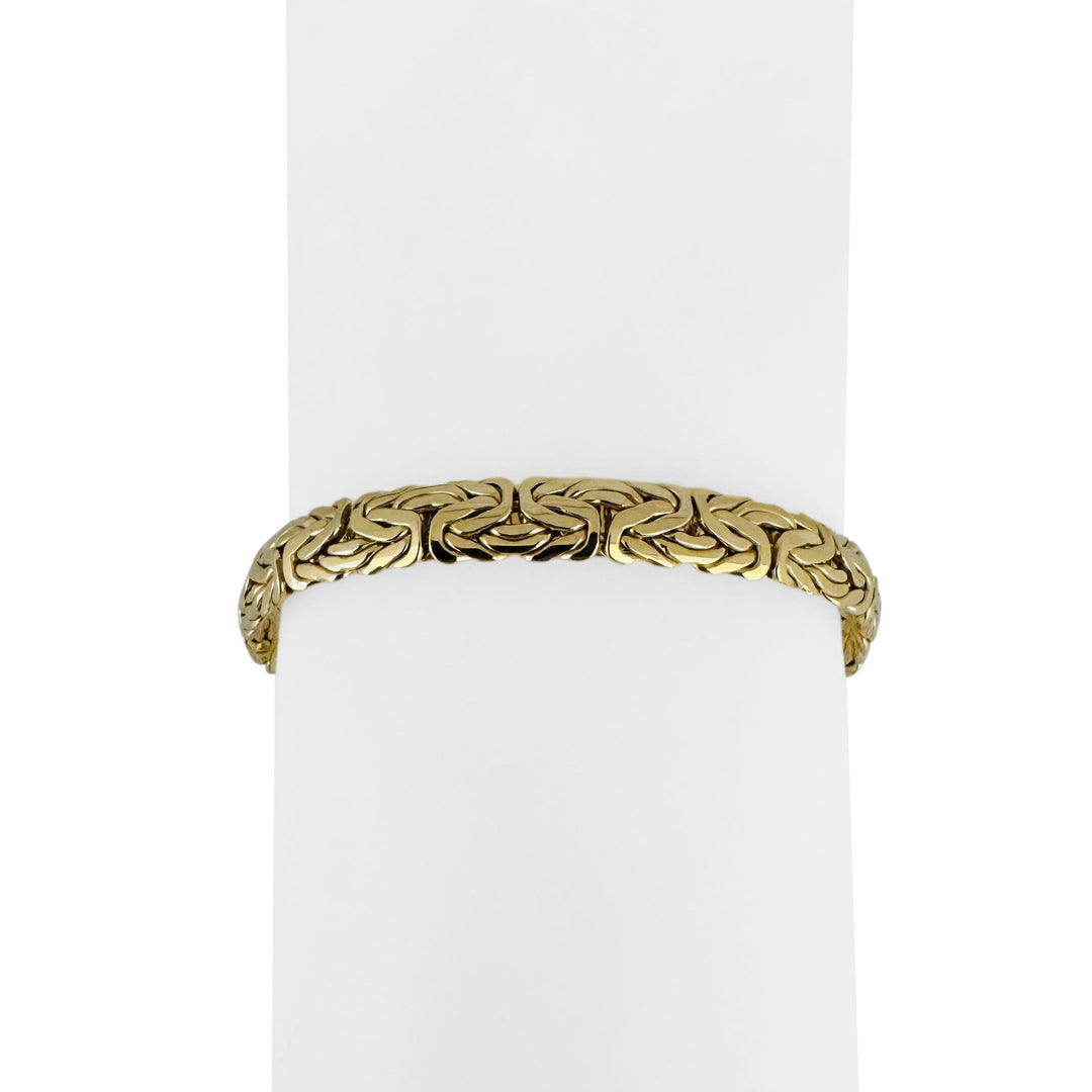 14k Yellow Gold 14.7g Thick Byzantine Link Cabochon Onyx Bracelet  7.75"
