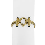 14k Yellow Gold 14.7g Thick Byzantine Link Cabochon Onyx Bracelet  7.75"