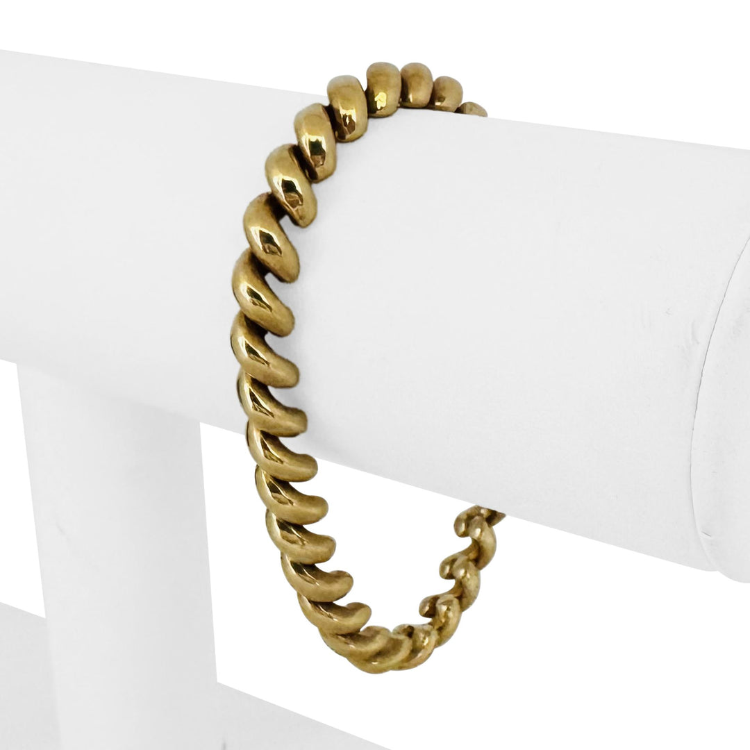 14k Yellow Gold 15.4g Ladies Polished 7mm San Marco Link Bracelet Italy 7"