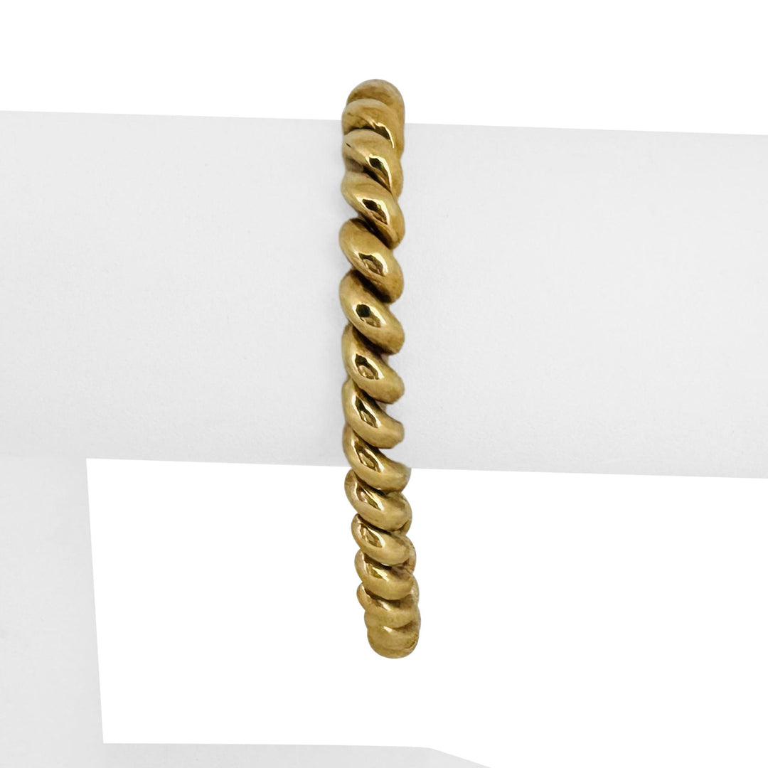 14k Yellow Gold 15.4g Ladies Polished 7mm San Marco Link Bracelet Italy 7"