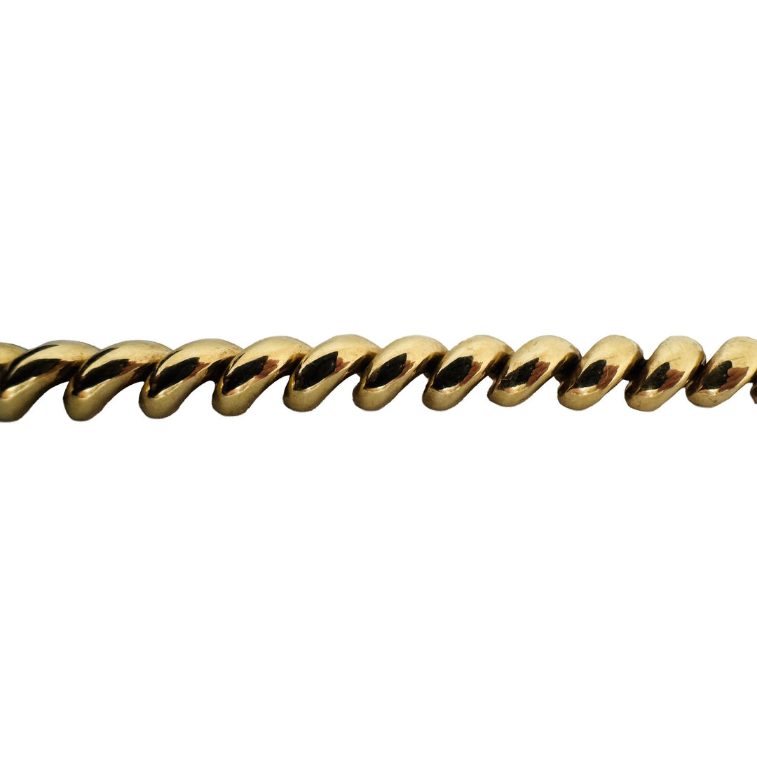 14k Yellow Gold 15.4g Ladies Polished 7mm San Marco Link Bracelet Italy 7"