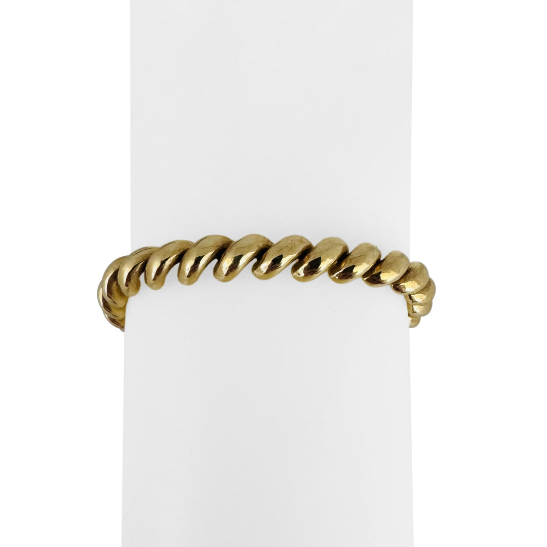 14k Yellow Gold 15.4g Ladies Polished 7mm San Marco Link Bracelet Italy 7"
