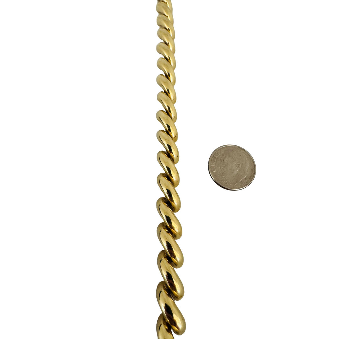 14k Yellow Gold 18.5g Ladies Polished 8mm San Marco Link Bracelet Italy 7"