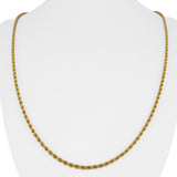 21k Yellow Gold 5.5g Hollow Light 2.2mm Rope Chain Necklace 24"
