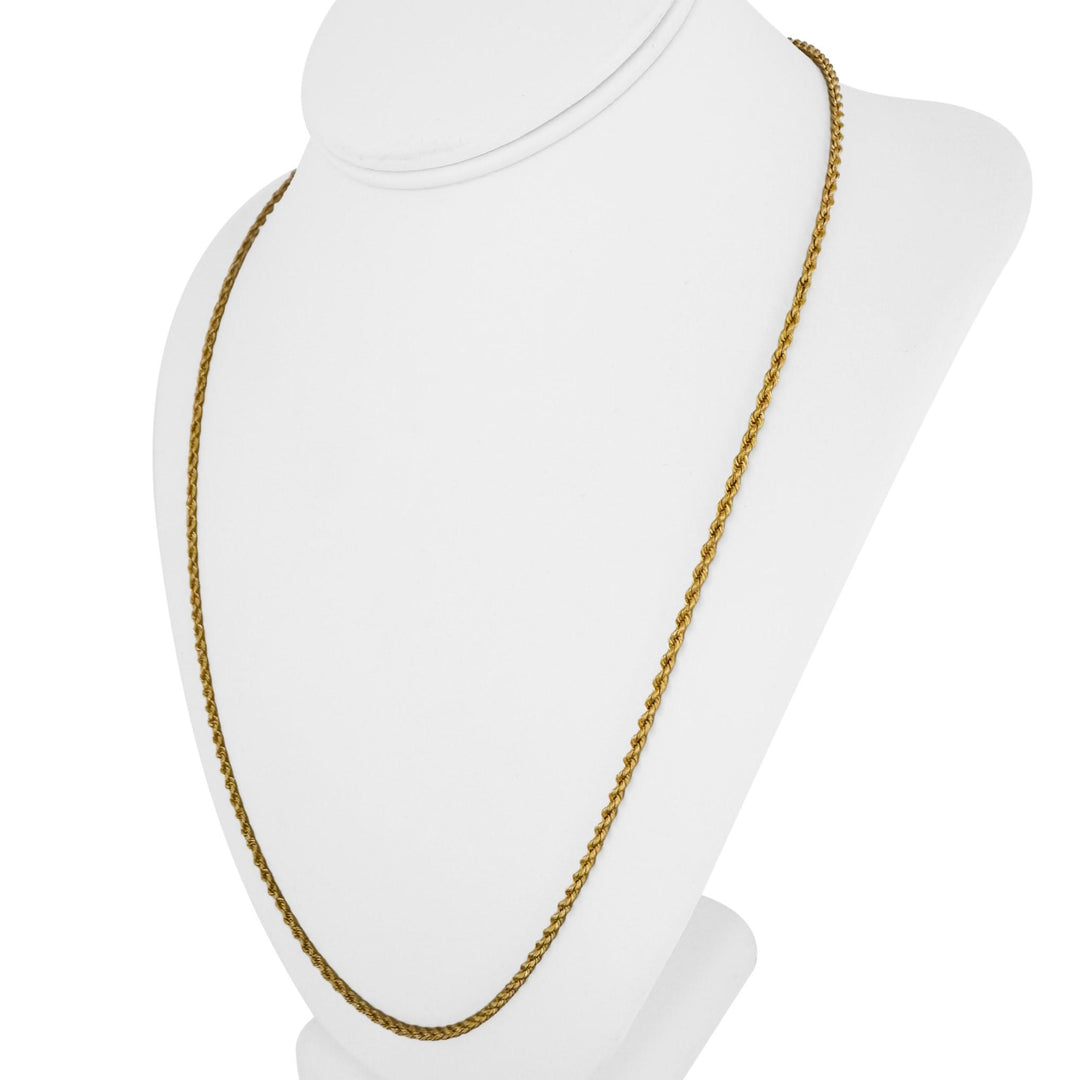 21k Yellow Gold 5.5g Hollow Light 2.2mm Rope Chain Necklace 24"