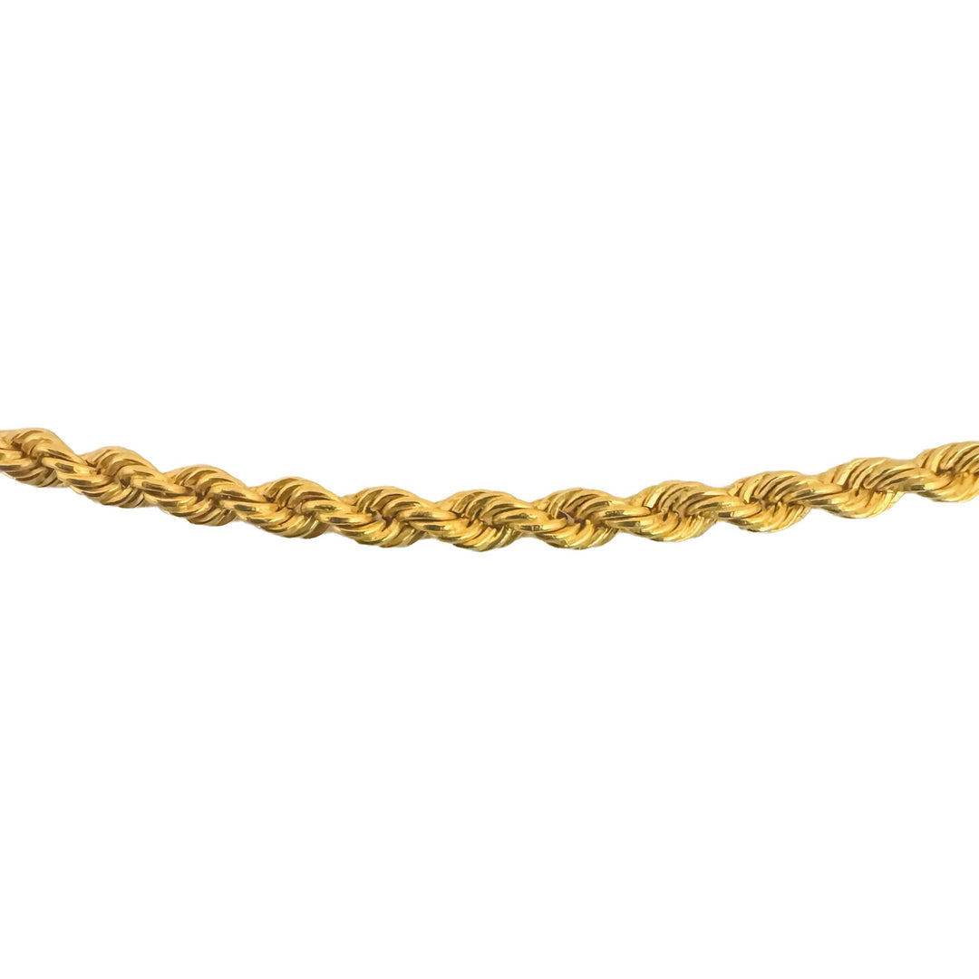 21k Yellow Gold 5.5g Hollow Light 2.2mm Rope Chain Necklace 24"