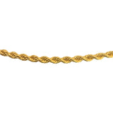 21k Yellow Gold 5.5g Hollow Light 2.2mm Rope Chain Necklace 24"