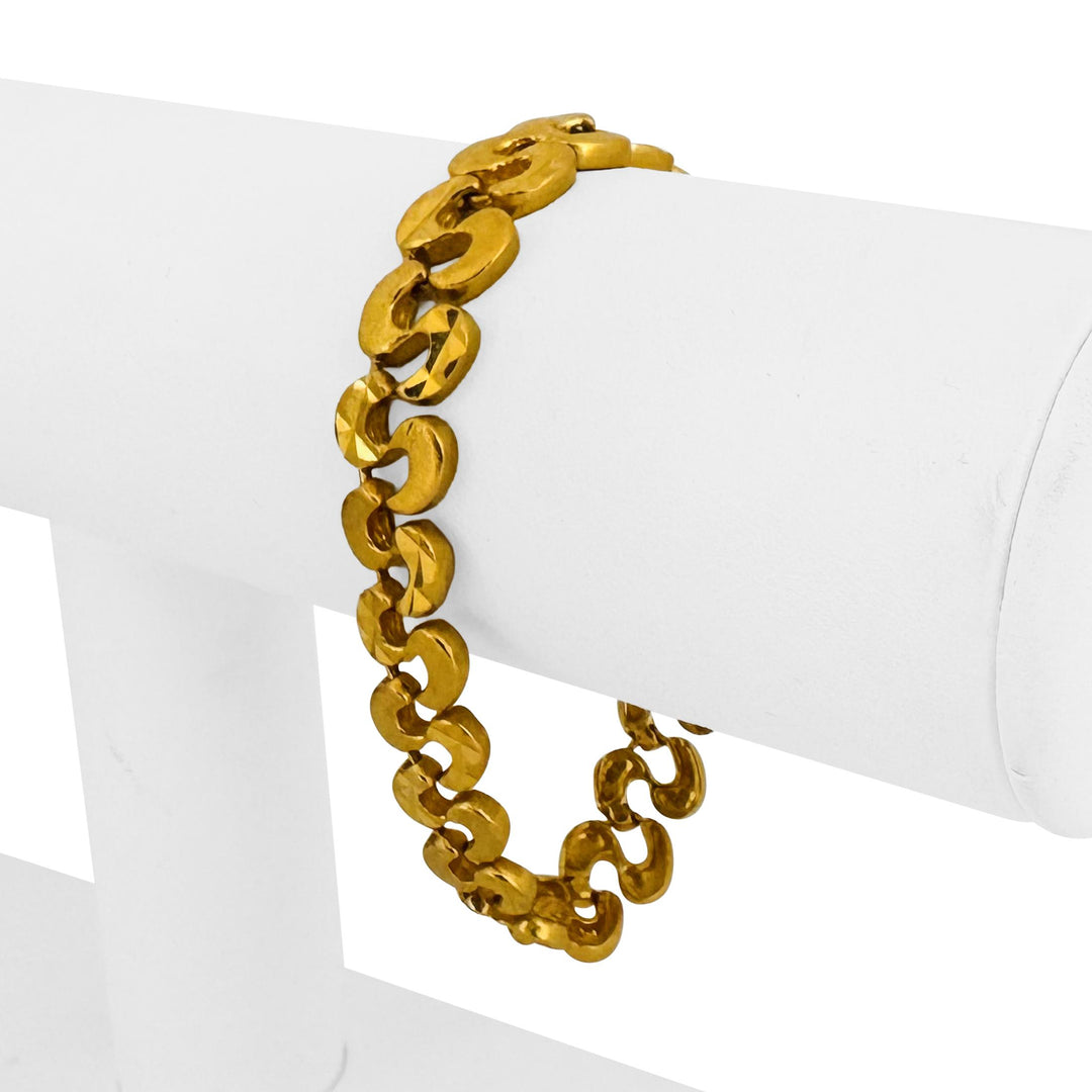 24k Pure Yellow Gold 25.5g Solid Heavy 10mm Fancy Link Bracelet 6.5"