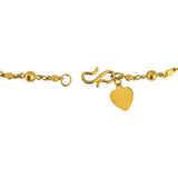 24k Pure Yellow Gold 6.6g Ball Bead Fancy Link Bracelet with Heart Charm 6.75"