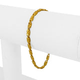 24k Pure Yellow Gold 5.3g Solid Diamond Cut 3.5mm Fancy Link Bracelet 6.5"