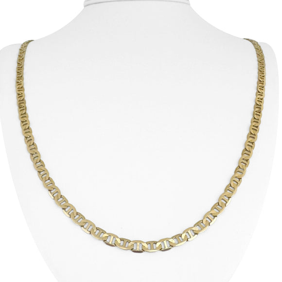 14k Yellow Gold 15.7g Solid Flat 4.5mm Mariner Link Chain Necklace Italy 25