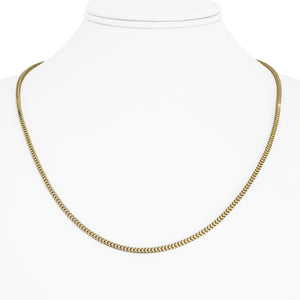14k Yellow Gold 7.6g Polished Squared 2mm Box Link Chain Necklace 20"