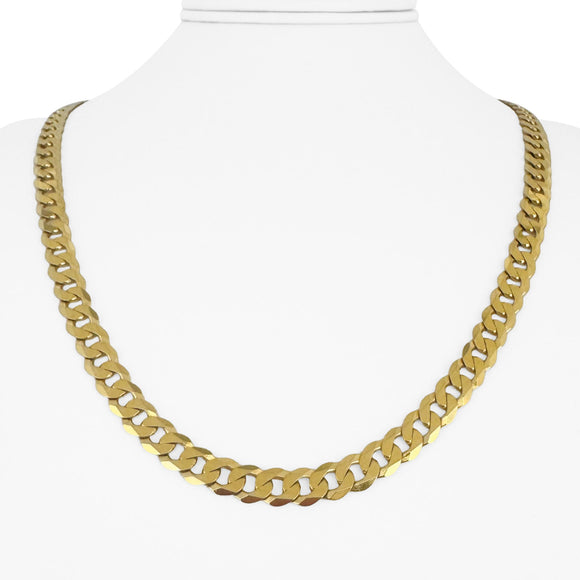 10k Yellow Gold 35.9g Solid Heavy 7.5mm Curb Link Chain Necklace Italy 22