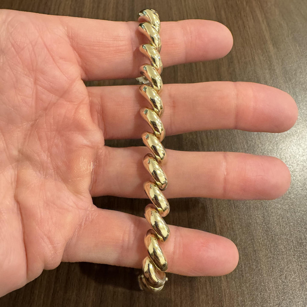 14k Yellow Gold 24.8g Ladies Polished 9.5mm San Marco Link Bracelet Italy 7.25"