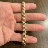14k Yellow Gold 24.8g Ladies Polished 9.5mm San Marco Link Bracelet Italy 7.25"