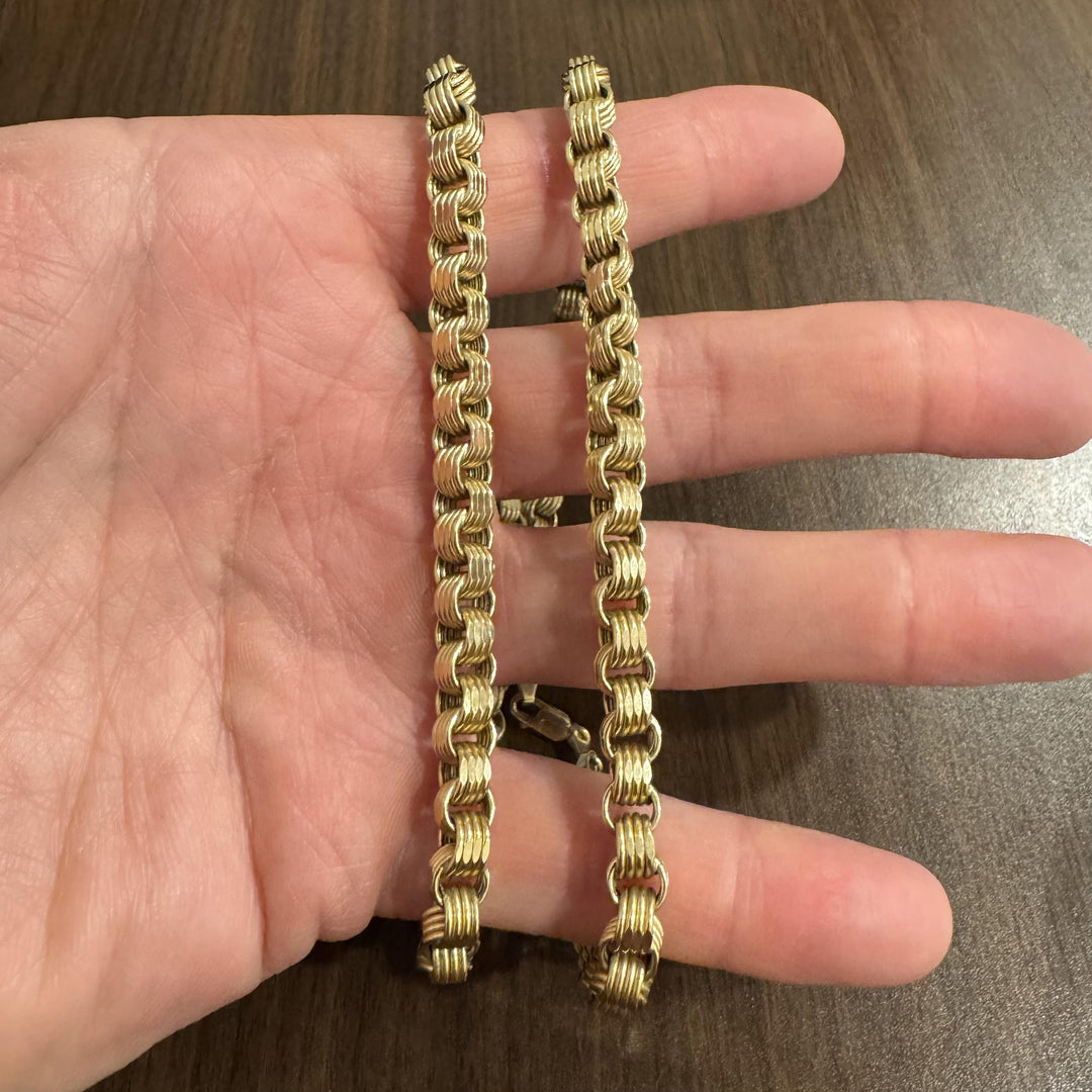 10k Yellow Gold 24.4g Diamond Cut 7mm Four Circle Link Necklace 24"