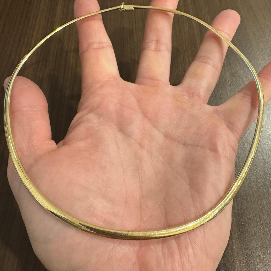 14k Yellow Gold 28.9g Solid Heavy 4mm Omega Link Necklace Italy 18"