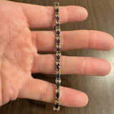 14k Yellow Gold Blue Sapphire and Diamond 13.5g Vintage Link Bracelet 7"