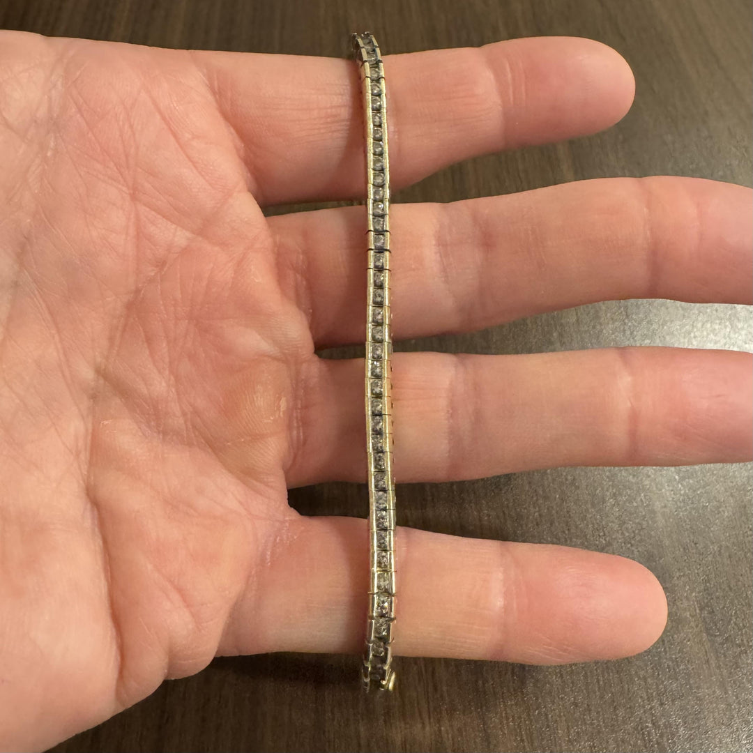 14k Yellow Gold and 1cttw Channel Set Diamond 22.3g Heavy Vintage Bracelet 7.25"