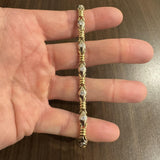 14k Yellow and White Gold 1.2cttw Diamond 16.3g Fancy Link Bracelet 7"