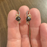 LeVian 14k Rose Gold Smoky Quartz and Diamond Stud Earrings