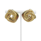 14k Yellow Gold 16.7g Heavy Polished Interlocking Square Earrings Italy 1.1"