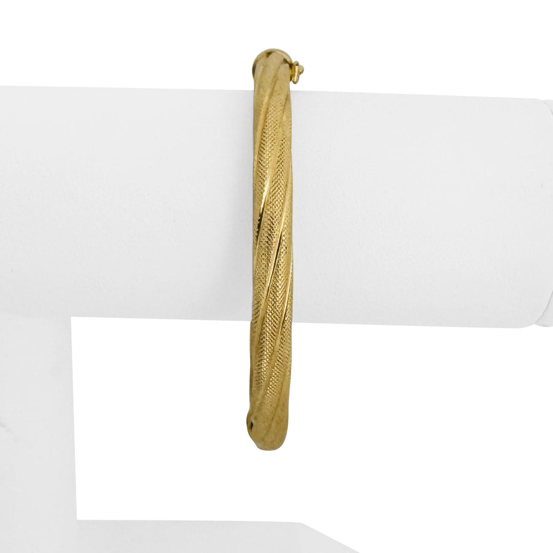 14k Yellow Gold 11.2g Vintage UnoAErre Twisted Bangle Bracelet Italy 6.75"
