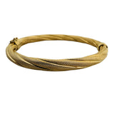 14k Yellow Gold 11.2g Vintage UnoAErre Twisted Bangle Bracelet Italy 6.75"