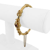 14k Yellow Gold Red Garnet Diamond 18.2g Vintage Bangle Bracelet 6.75"